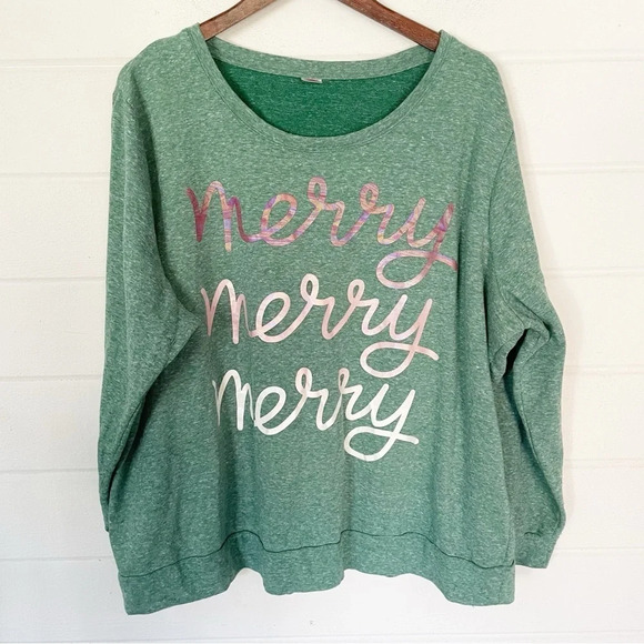 Holiday Time Women’s Merry Christmas Lightweight Terry Sweatshirt Size XL - Picture 3 of 11